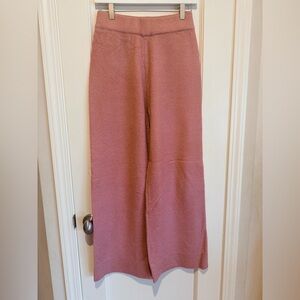 Moon River Cozy Pink Knit Sweater Wide Leg Pants